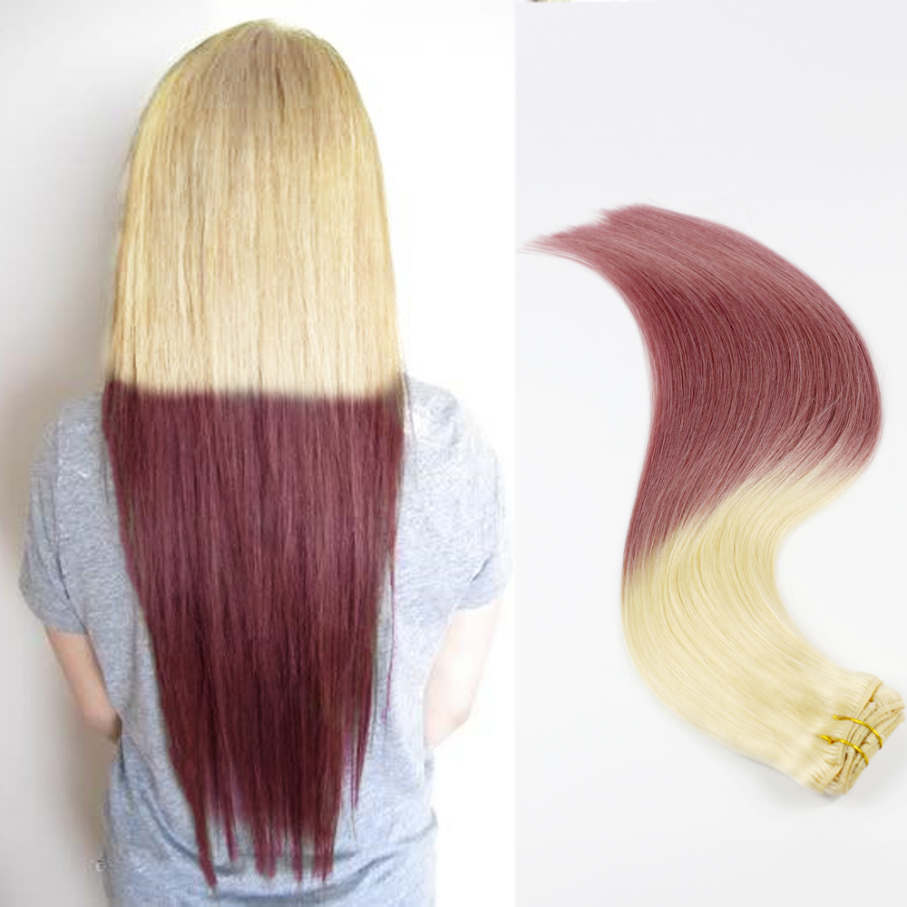 China Invisible Hair Suppliers Ombre Clip In Hair Extensions Factory Thick End Clip On Hair LM340